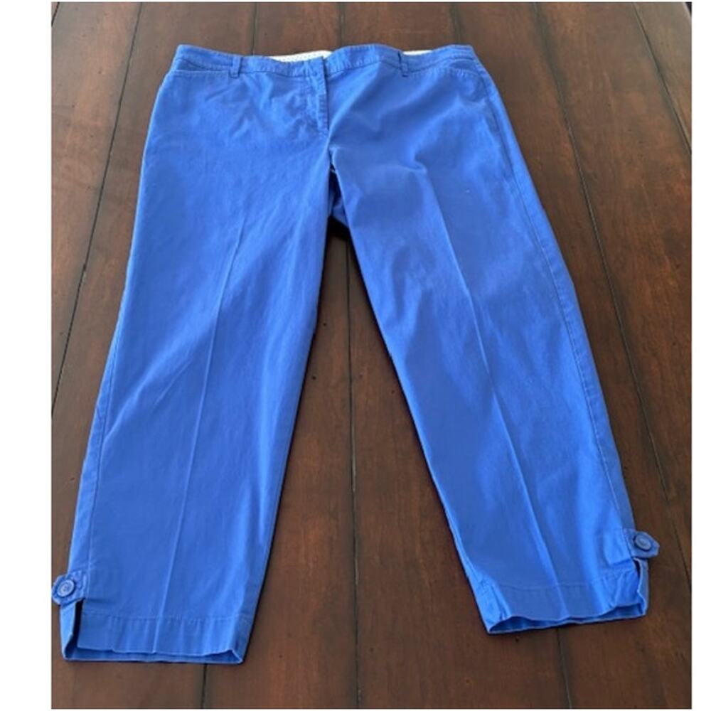 Talbots Size 16 Women's Perfect Crop‎ Cotton Pants Blue